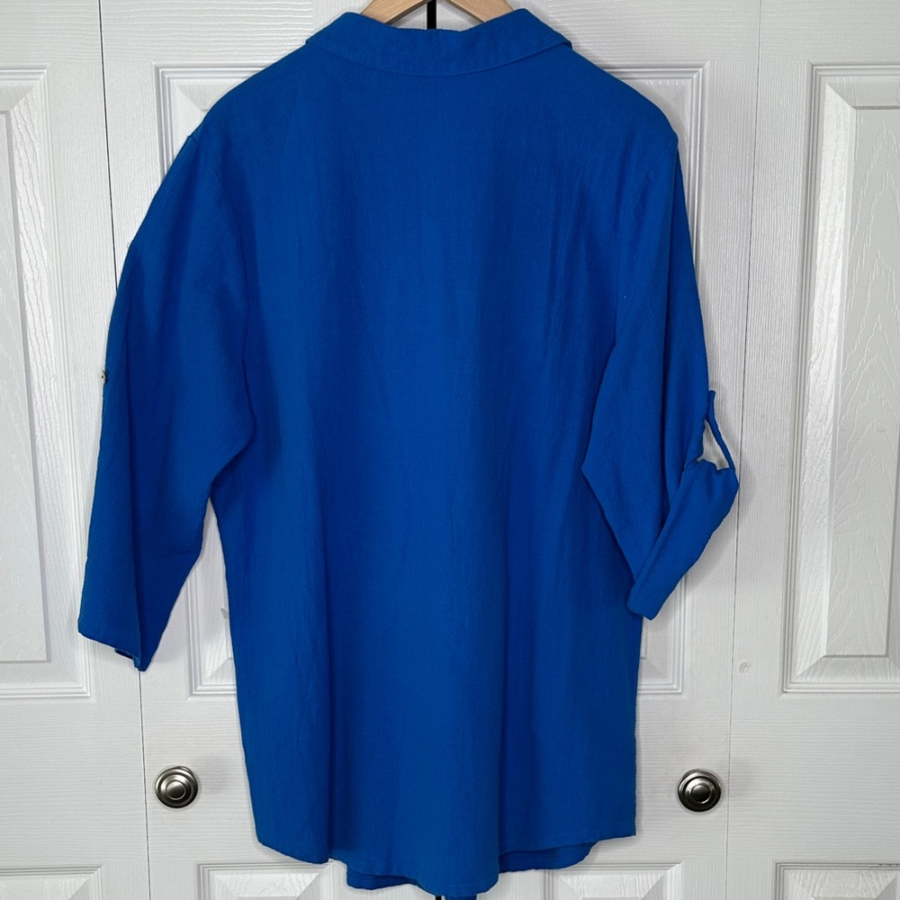 Soft Surroundings 100% Cotton Royal Blue Button Down Tunic Feminine & Flattering - Picture 9 of 9